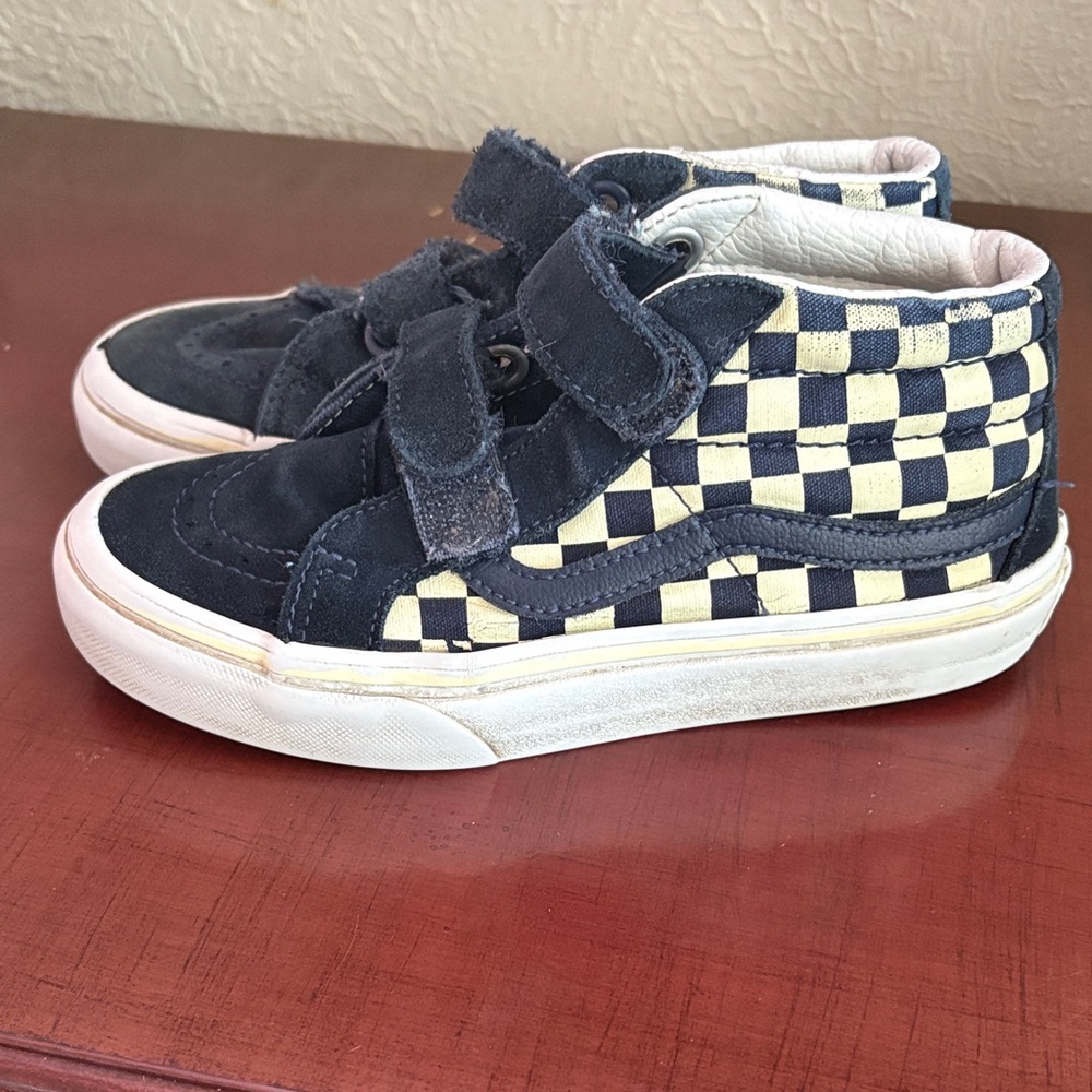Vans Kids Navy and Cream Checkered Sneakers